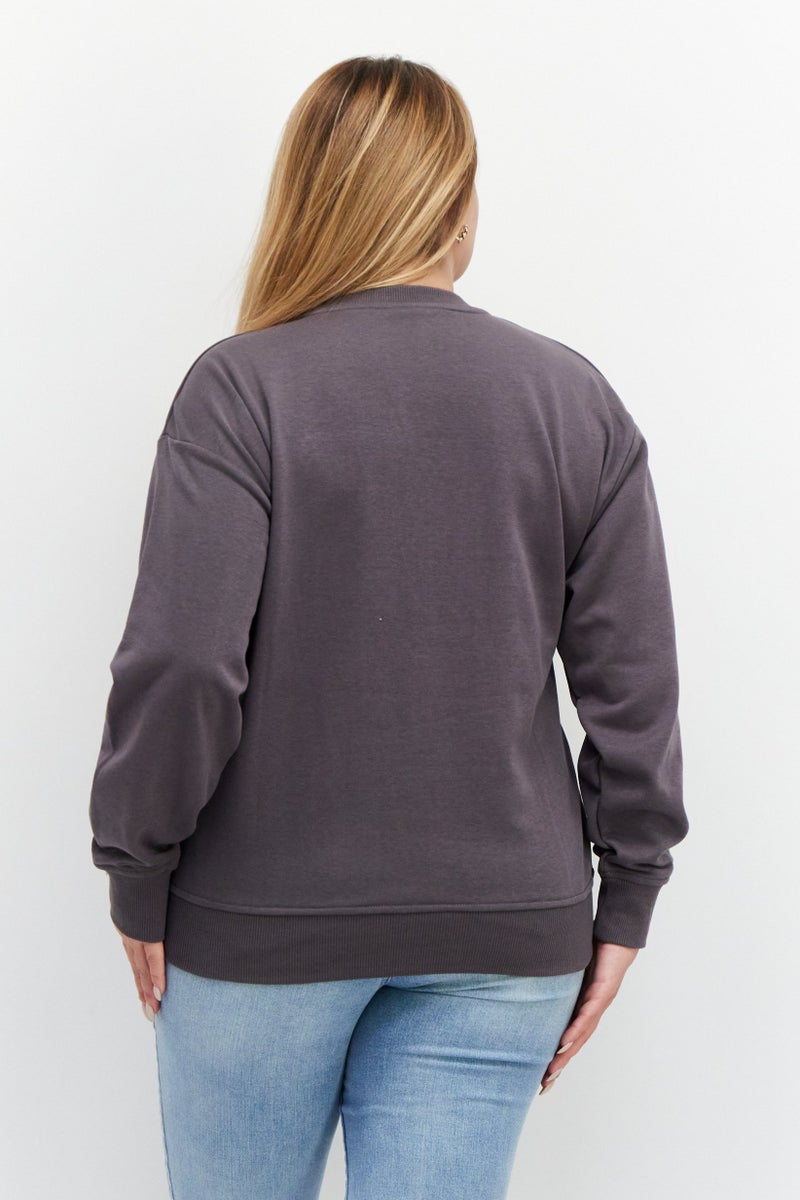 Marilyn Monroe Women Crew Neck Printed Long Sleeve Sweatshirts, Charcoal Grey - Image 2